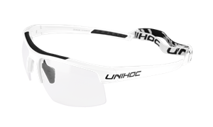 Sportsbriller - Unihoc floorball briller til voksne - Energy senior, hvid/sort